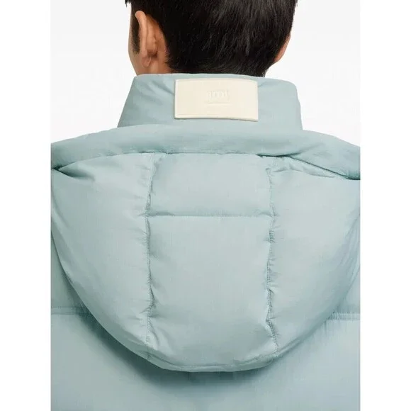 AMI Paris Alexandre Mattiussi Hooded Padded Gilet Down Vest Oversized Sky Blue - Picture 4 of 16